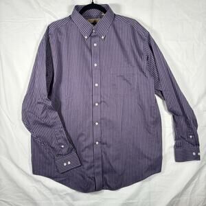 Roundtree & Yorke Gold Label Striped Purple Button-Up Long Sleeve Men's Shirt XL